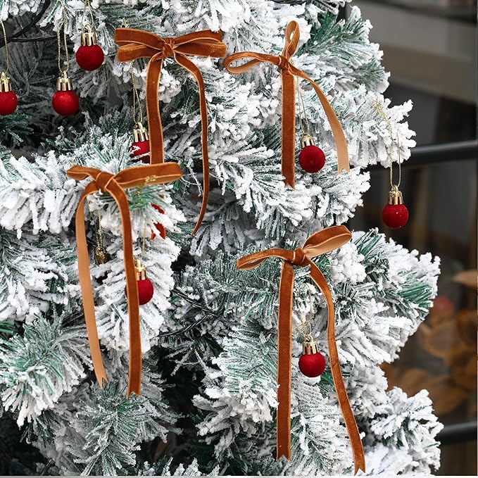 Chuangdi 3/8 Inch, 30 Yard Christmas Ginger Velvet Ribbon Wide Vintage Velvet Ribbons for Christmas Tree Ornaments Flower Bouquets Wedding Wreath Bow Making DIY Craft Choker