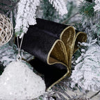 Black Velvet Wired Ribbon with Glitter Back 4 Inch Black and Gold Christmas Ribbon Wired Ribbon for Christmas Tree, Gift Wrapping, Mantel, Wreaths Supplies, Topper Bows (10 Yards)