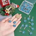 SUNNYCLUE 1 Box 30Pcs Stitch Markers Crochet Stitch Marker Christmas Large Snowflake Charms Double Sided Clip On Removable Lobster Clasp Charm Locking Knitting Markers for Weaving Sewing Quilting