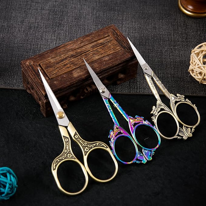 Small Embroidery Scissors with Cover -Cute and Comfortable handles with Sturdy and Sharp Tips for Precise Cutting, Sewing and Craft Supplies Kit