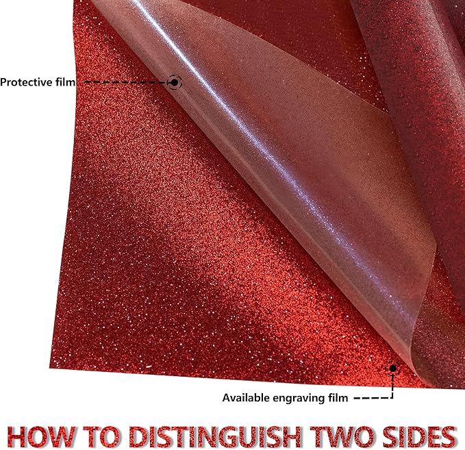 Red Glitter HTV Heat Transfer Vinyl Rolls 12inch by 6feet PU Stretch Iron on Vinyl HTV Vinyl for T-Shirt for Silhouette and Cameo (6Ft, Z1-Glitter Red)
