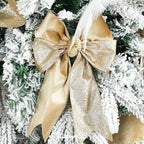 Khaki Velvet Wired Ribbon with Glitter Back 2.5 Inch Gold Christmas Ribbon Wired Reversible Ribbon for Christmas Tree Decorations, Gift Wrapping, Crafts, Wreaths Supplies, Bows (10 Yards)