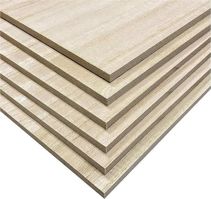 6 Pieces Veneered MDF Double Sided Paulownia Wood,MDF Core,6.4mm 1/4th Inch, 7" x11" Rectangle Slice, Unfinished Wooden Canvas Boards Signs for Crafts