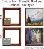 Ampersand Floaterframe Readymade Frame for Flat and 1 1/2" Deep Wood Panel and Canvas Artwork, Paintings, Prints, and More, 16"x20", Walnut Bold