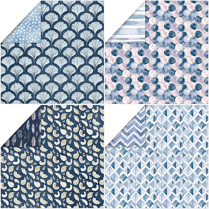 Scrapbook Paper 12x12, 24 Sheets 24 Designs Double-Sided Patterned Decorative Craft Paper for Junk Journals Greeting Cards Photo Album Decoration