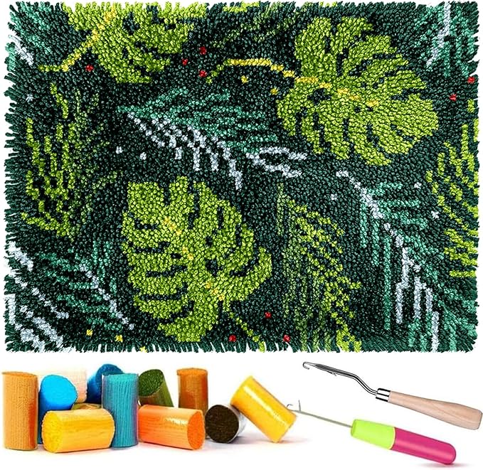 Latch Hook Rugs Kits for Kids Adults Beginners, Dinosaur Owl Smile Star Sunflower Dog Panda Small Large DIY Latch Hook Rug Making Kit for Girls and Boys