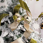 Moss Velvet Wired Ribbon with Glitter Back 2.5 Inch Green and Gold Christmas Ribbon Wired Olive Ribbon for Christmas Tree, Gift Wrapping, Crafts, Wreaths Supplies, Topper Bows (10 Yards)