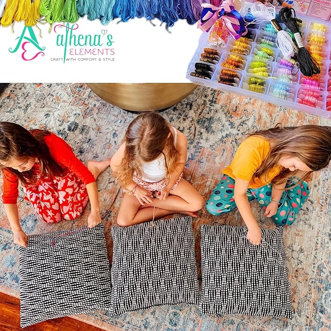 Athena’s Elements Embroidery Floss | Rainbow Thread for Embroidery, Cross Stitch Thread, Crafting Arts Embroidery Strings Bulk with Needles Plus White and Black Floss（447 Colors）