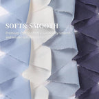 3 Rolls Gray Blue Handmade Fringe Chiffon Ribbon 1.5 Inch x 7 Yard Silk-Like Colorful Rustic Ribbon for Bouquets Wrapping Decor Wedding Invitation Accessories