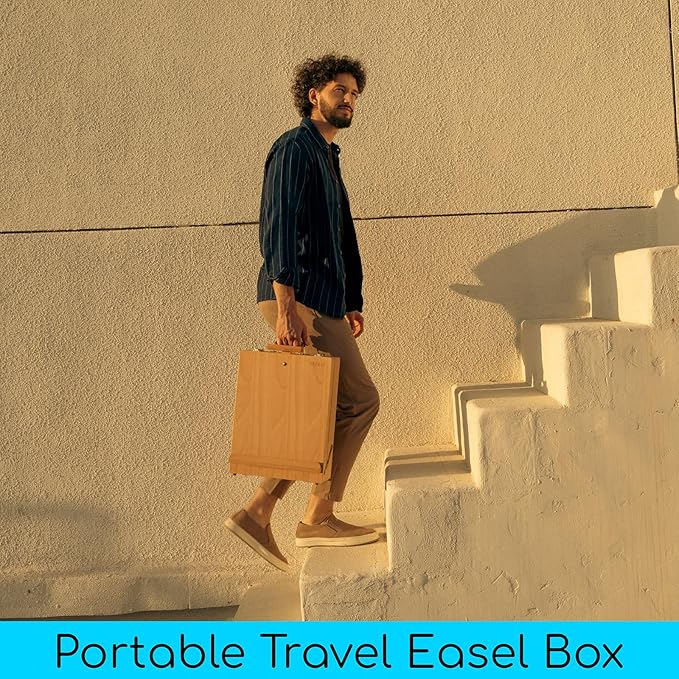 MEEDEN Extra-Large Tabletop Easel, Solid Beech Wood Table Top Easels for Painting Canvas, Sketchbox Easel, Table Art Easel for Adults & Artist, Art Supplies Storage Box,Hold Canvas Up to 28"