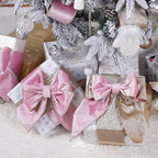 Pink Velvet Wired Ribbon With Glitter Back 4 Inch Gold Christmas Ribbon for Tree, Gift Wrapping, Mantel, Wreaths Supplies, Topper Bows (10 Yards)