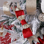 Red Velvet Wired Ribbon with Glitter Back 2.5 Inch Red and Gold Christmas Ribbon Wired Ribbon for Christmas Tree, Gift Wrapping, Mantel, Wreaths Supplies, Topper Bows (10 Yards)