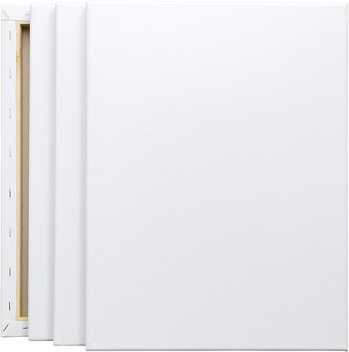 FIXSMITH Stretched White Blank Canvas - 12 x 16 Inch, Bulk Pack of 8, Primed, 100% Cotton, 5/8 Inch Profile of Super Value Pack for Acrylics,Oils & Other Painting Media.