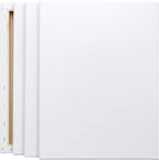 FIXSMITH Stretched White Blank Canvas - 12 x 16 Inch, Bulk Pack of 8, Primed, 100% Cotton, 5/8 Inch Profile of Super Value Pack for Acrylics,Oils & Other Painting Media.