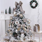 Taupe Velvet Wired Ribbon with Glitter Back 4 Inch Camel and Gold Christmas Ribbon Wired Taupe Ribbon for Christmas Tree, Gift Wrapping, Mantel, Wreaths Supplies, Topper Bows (10 Yards)