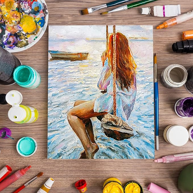 FIXSMITH Stretched Canvas for Painting- 8x10 Inch,Bulk Pack of 8,Primed,100% Cotton,5/8 Inch Profile of Super Value Pack for Acrylics,Oils & Other Painting Media