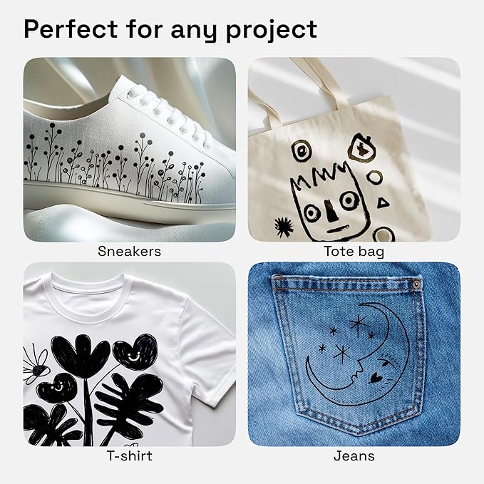 ARTISTRO 2 Black Dual-Tip Fabric Markers - Fabric Decorating Kit - Permanent for Clothes - Acrylic Paint Pens for Sneakers, Bags, Shoes, Textile, Canvas, Sewing, Craft, Laundry - Brush and Fine Tip