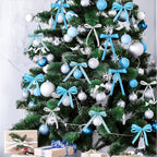 DECYOOL Winter Ribbons, 4 Rolls 100 Yards Christmas Satin Ribbons for Gift Wrapping, 10mm Wide Xmas Winter Holiday Craft Ribbon for DIY Crafts and Christmas Tree Wreaths Decoration (Blue, Silver)