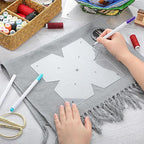 Flutesan 3 Pcs Bowl Cozy Pattern Template 8/10/12 Inch Clear Acrylic Bowl Wrap Sewing Pattern Template with 3 Pieces Water Soluble Pen Batting Quilting Cut on Fold Stencil(Point Edge)