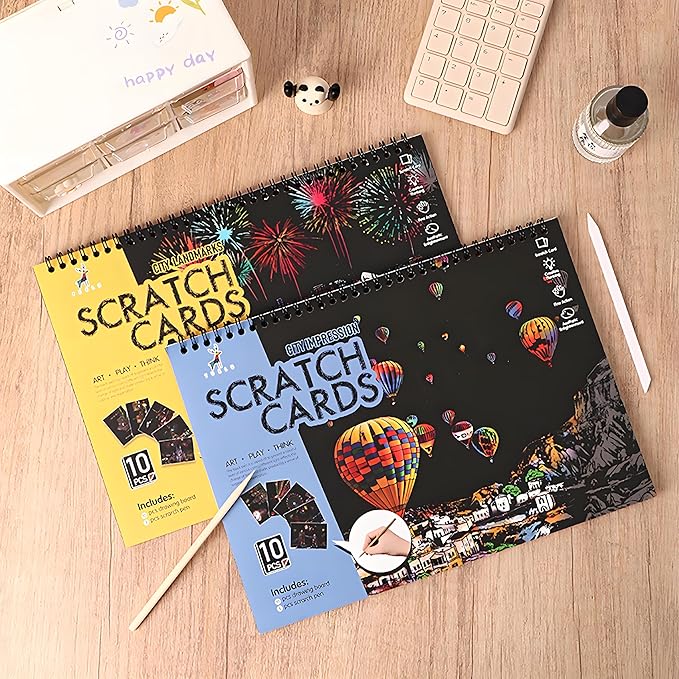Scratch Art Book(A4-20Page) for Adults & Teens – ASMR Stress-Relieving Scratch Off Art | Paint by Scratch Kit Set | Travel Landmarks & Engraving Art | Creative Gift for Adults (Rainbow City Series)