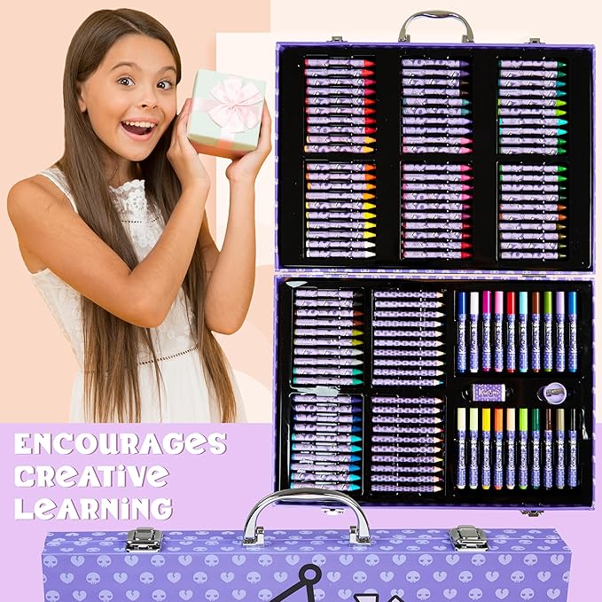 Hello Kitty Sanrio Kuromi Art Supplies for Kids, Colored Pencils, Markers, Crayons, Kawaii Drawing Kit, Stationary, Art Kit, Gifts for Girls (Purple Kuromi)