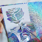 GIRAFVINYL Sparkle Holographic Glitter Vinyl, Silver Glitter Vinyl Permanent for Home and Car Christmas Decorations, Expressions, Signs, Stickers, 12 Inch X 6 ft