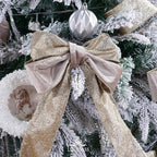 Taupe Velvet Wired Ribbon with Glitter Back 2.5 Inch Camel and Gold Christmas Ribbon Wired Taupe Ribbon for Christmas Tree, Gift Wrapping, Mantel, Wreaths Supplies, Topper Bows (10 Yards)