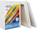 FIXSMITH Stretched White Blank Canvas- 5x7 Inch,6 Pack,Primed,100% Cotton,5/8 Inch Profile of Economy Value Pack for Acrylics,Oils & Other Painting Media.