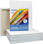 FIXSMITH Stretched White Blank Canvas - 12 x 16 Inch, Bulk Pack of 8, Primed, 100% Cotton, 5/8 Inch Profile of Super Value Pack for Acrylics,Oils & Other Painting Media.