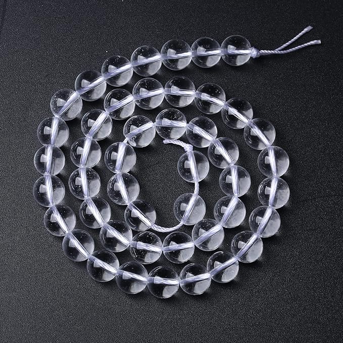 AAAAA Natural Clear White Crystal Quartz Beads Round Loose Spacer Beads for Jewelry Making DIY Bracelets Crystal Energy Healing Power Stone 45pcs 8mm 15 Inch