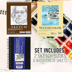 U.S. Art Supply 162-Piece Mega Wood Box Artist Kit with Painting, Drawing & Art Supplies for Adults - 24 Each (Watercolors, Oil Pastels, Pencils), 60 Crayons & 2 Brushes - Art Kit for Adults, Gift Set