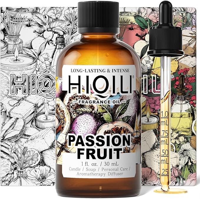 HIQILI Passion Fruit Fragrance Oil for Home Diffuser, Oil Burner, Great for Soap, Candle & Perfume Making, Add to Body Lotion - 1 Fl Oz