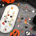 AUGSUN 189Pcs Halloween Keychain Making Kit, Charm Making Crafts 60 Halloween Charms 12 Keychain Clips Hooks 15 Extender Chains 100 Jump Ring for Crafts Accessories Holiday Gifts