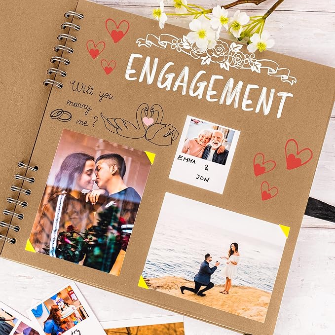 Bstorify Large Scrapbook, 11 x 11 inch, 40 Sheets (80 Pages) Brown Thick 200 GSM Kraft Paper, Memory Book, Ribbon Closure - Ideal for Your Scrapbooking, Art & Craft Projects