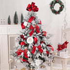 Red Velvet Wired Ribbon with Glitter Back 2.5 Inch Red Christmas Ribbon Wired Reversible Ribbon for Christmas Tree, Gift Wrapping, Mantel, Wreaths Supplies, Topper Bows (10 Yards)