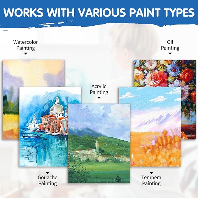 FIXSMITH Stretched White Blank Canvas - 16x20 Inch, 5 Pack,Primed Large Canvas,100% Cotton,5/8 Inch Profile of Super Value Pack for Acrylics,Oils & Other Painting Media