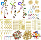 Christmas DIYJewelry Making Set 364 Pieces – Includes 156 Charms, 150 Jump Rings, 25 Extender Chains, 20 Keychains, 10 Crimp Tubes, 3-Inch Beading Wire, Support Ring & Jewelry Pliers(for parents)