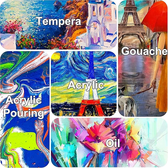 Stretched Canvases for Painting 12x16 Inch 7-Pack, 10 oz Triple Primed Acid-Free 100% Cotton Blank Canvas, Rectangular Canvas for Oil Paint Acrylics Pouring & Wet Art Media