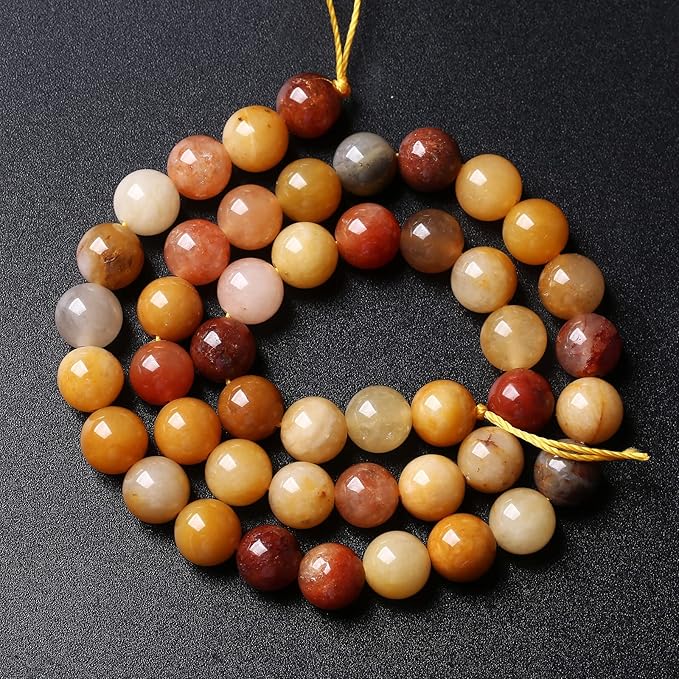 6MM 60PCS Natural Stone Golden Thread Jade Crystal Loose Beads for Jewelry Making DIY Bracelet Necklace 1 Strand 15’’