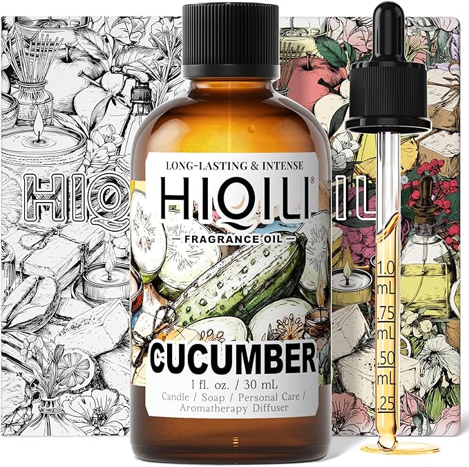 HIQILI Cucumber Fragrance Oil for Diffuser Use, Fresh Scents for DIY Soap, Body Spray, Candle Supplies for Candle Making - 1 Fl Oz