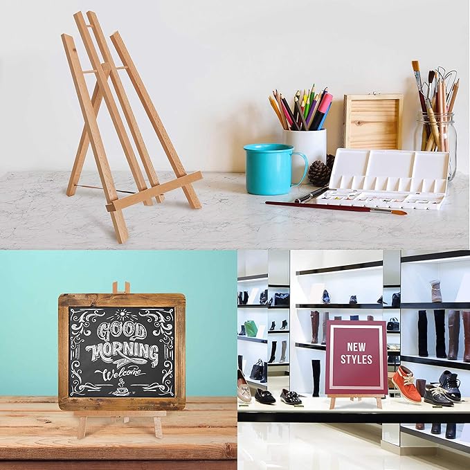 U.S. Art Supply 14" Medium Tabletop Display Easel - Beechwood Artist A-Frame Display Stand, Wooden Easel for Painting, Canvas Stand, (Pack of 12) Classrooms Events Photo Picture Sign Holder
