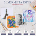 Wanderings Thick Handmade Watercolor Paper with Deckled Edge - 8"x8" - 500GSM Premium Painting Paper White Cold Press Watercolor Paper Textured Mixed Media Paper Made with Recycled Cotton - 15 Sheets