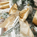 Khaki Velvet Wired Ribbon with Glitter Back 4 Inch Gold Christmas Ribbon Wired Camel Ribbon for Christmas Tree Decorations, Gift Wrapping, Crafts, Wreaths Supplies, Bows (10 Yards)