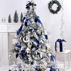 Blue Velvet Wired Ribbon with Glitter Back 2.5 Inch Navy Blue and Gold Christmas Ribbon Wired Ribbon for Christmas Tree, Gift Wrapping, Mantel, Wreaths Supplies, Topper Bows (10 Yards)