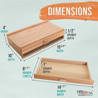 U.S. Art Supply 3-Drawer Artist Tool Supply Box with 5 Compartments per Drawer - Hardwood Art Box for Artist Supplies, Brushes, Pencils, Erasers, Tool Storage Organizer Case