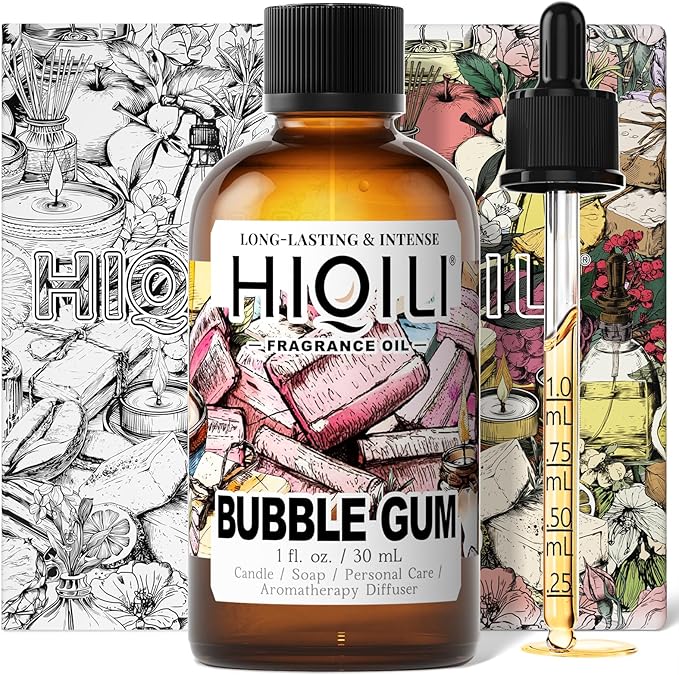 HIQILI Bubble Gum Fragrance Oil for Candle, Soap & Bath Bombs Making, Long Lasting Candy Scents, Home Diffuser Use - 1 Fl Oz
