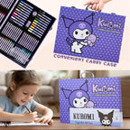 Hello Kitty Sanrio Kuromi Art Supplies for Kids, Colored Pencils, Markers, Crayons, Kawaii Drawing Kit, Stationary, Art Kit, Gifts for Girls (Purple Kuromi)