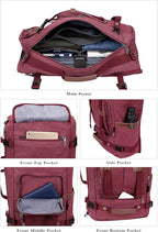 WITZMAN Canvas Backpack Vintage Travel Backpack Large Laptop Bags Convertible Shoulder Rucksack(A519-2 Red)