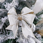 White Velvet Wired Ribbon with Glitter Back 2.5 Inch White and Gold Christmas Ribbon Wired Ribbon for Christmas Tree, Gift Wrapping, Mantel, Wreaths Supplies, Topper Bows (10 Yards)