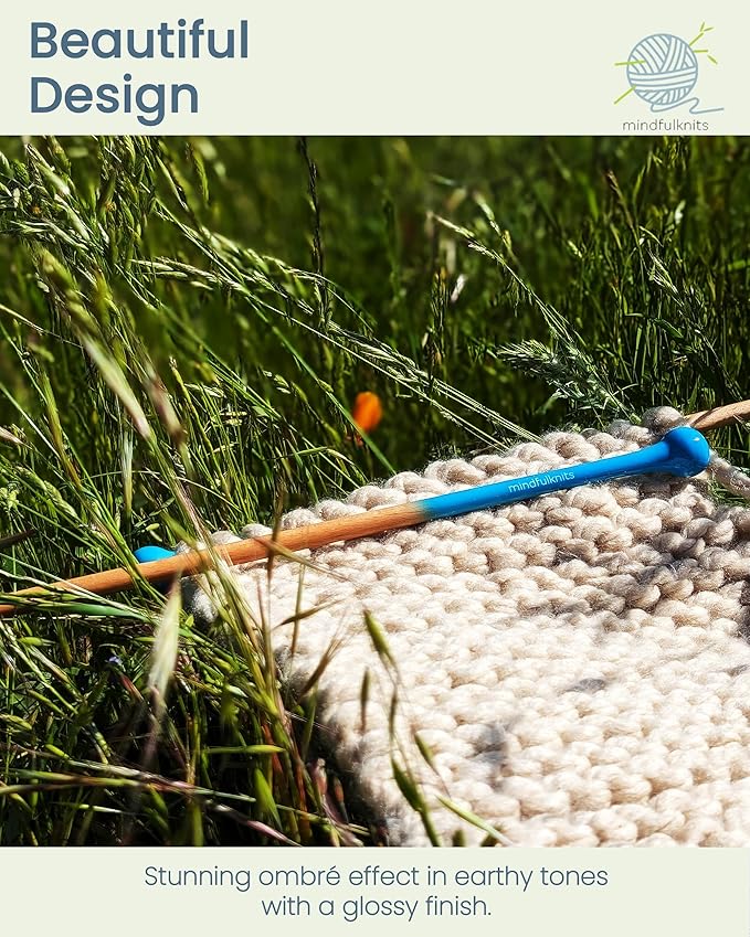 mindfulknits Premium Straight Single Pointed Beech Wood Knitting Needles – Size US 17, 12mm – 35cm Length – Knitting Supplies for Relaxation & Stress Relief (US17,12mm)